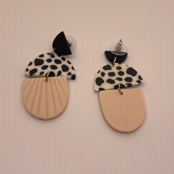 ⭐️✨✨FREE Clay Polka Dot Boho Peasant Hipster Shell Hippie Art Deco Farm Earrings - Picture 8 of 8